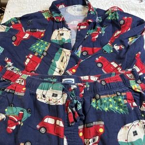 Old Navy cotton flannel holiday women's‎ pajamas PJs 2 pcs XL festive dogs Santa